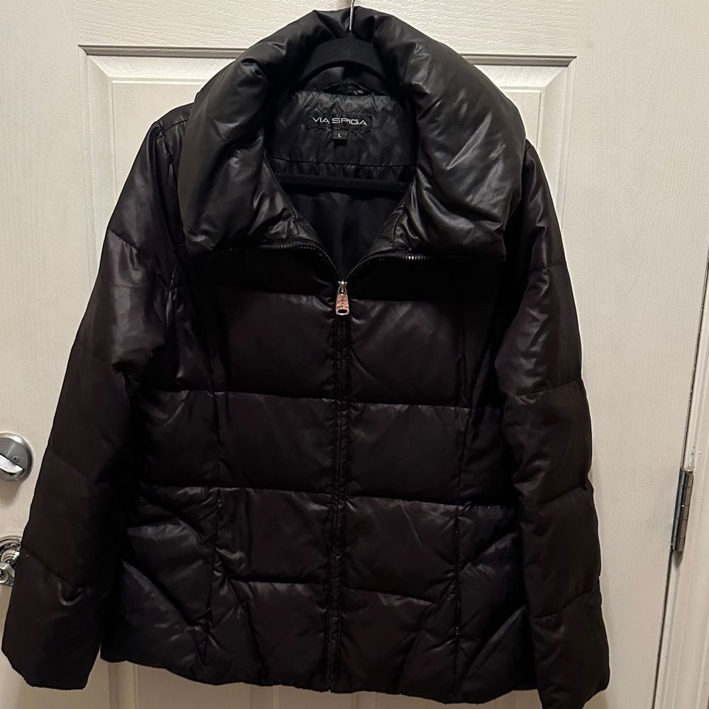 Via Spiga Women's Black Down Puffer Coat size Large